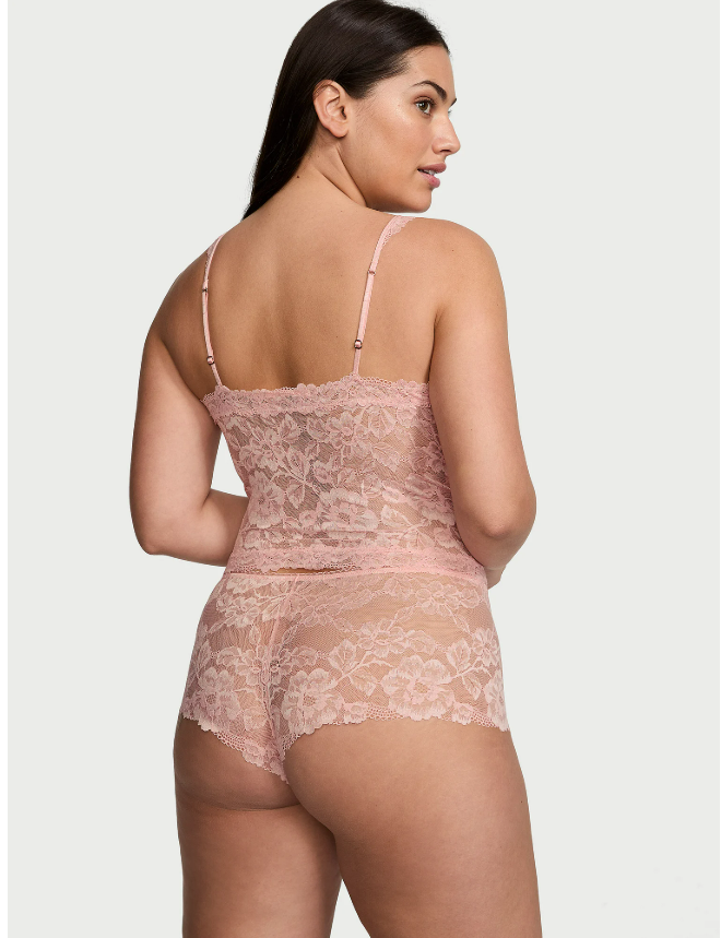 DUMMY - Conjunto con top corto de tirantes finos con encaje y modal XS
